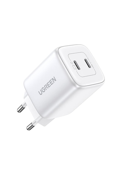 Ugreen Nexode 45w Usb Type-c Qc 4.0 Pd Gan X 2 Portlu Hızlı Şarj Cihazı Beyaz