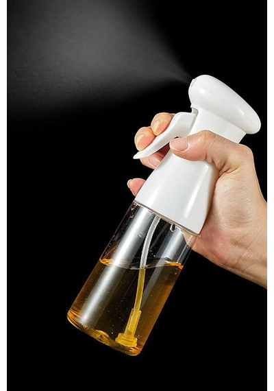 Sprey Cam Şişe Zeytinyağı Sirke Yağ Püskürtücü Yağdanlık Airfryer 200 Ml Beyaz