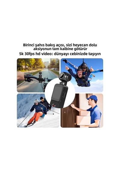 Pocket 5k Aksiyon Kamerası 4k/60fps Video, 75mp Fotoğraf, 270 Dönebilen Lensli 1.69 İnç Dokunmatik Lcd Ekranlı, 150 Geniş Açılı Wifi Destekli Mini Vlog Kamera