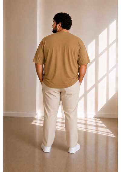 Sngl Tekstil Erkek Büyük Beden Oversize Kısa Kollu T-shirt 3xl 4xl 5xl 6xl 7xl 8xl 9xl Sütlü Kahverengi