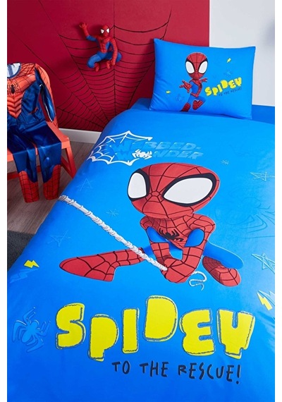 Disney Nevresim Takımı Ranforce Tek Kişilik Mavi Spıdey Power