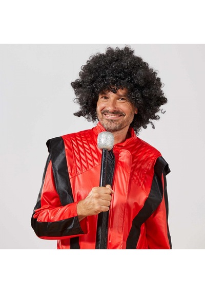 Siyah Renk Kıvırcık Afro Bonus Peruk Açık Gri