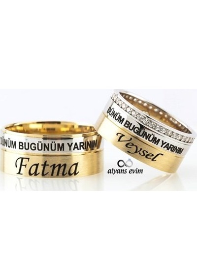 Gümüş Dünüm Bugünüm Yarınım İsimli Çift Alyans