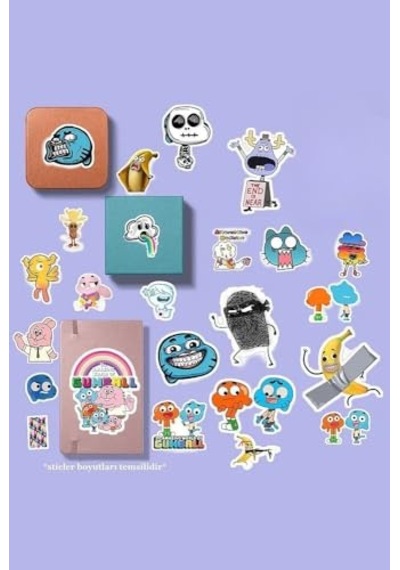Gumball Sticker Paketi/bullet Journal Defter Çıkartma Ajanda Laptop Etiket Abanoz