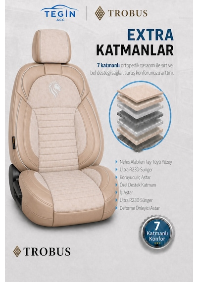 Fiat Albea 2002-2012 Araca Uyumlu Premium Tay Tüyü Koltuk Kılıfı Liona Serisi Bej