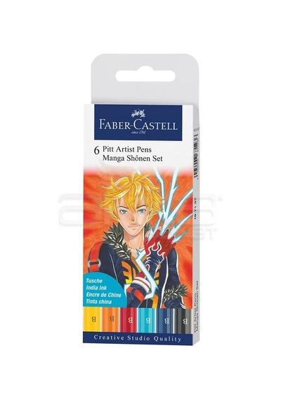 Faber Castell 6 Pitt Artist Pen Manga Shonen Set 167157 Çok Renkli