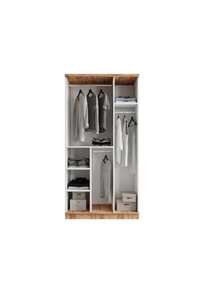 Flora 3 Kapaklı Komple Mdf Aynalı Gardırop - Elbise Dolabı
