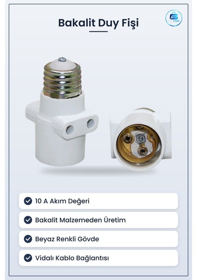 Bakalit Pazarıcı Duy Fişi 10 A Elektrik Tesisat Aydınlatma Armatü