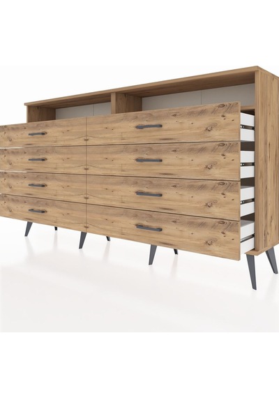 Arges Konsol 2 Raflı 8 Çekmeceli 176x30x99 Çam-çam Çam-çam