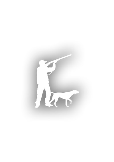 Avcı Ve Av Köpeği Sticker 17x17 Cm Beyaz