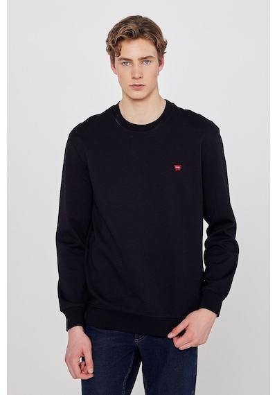 Wrangler Pamuklu Regular Fit Normal Kesim Bisiklet Yaka Logo Detaylı Sweatshirt Siyah