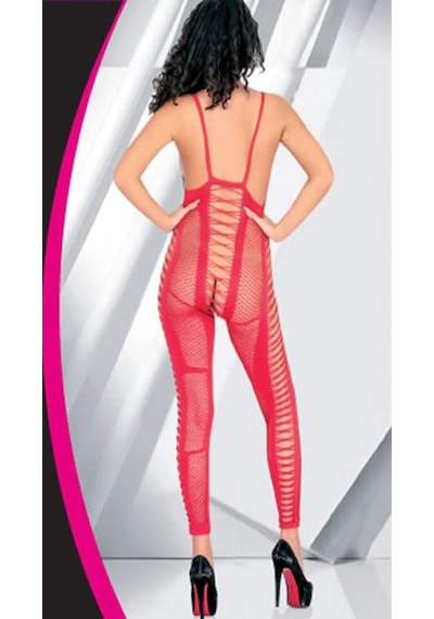 For Dreams 6005 Fantasy Body Stocking Fantezi Vücut Çorabı-Kırmızı-Std