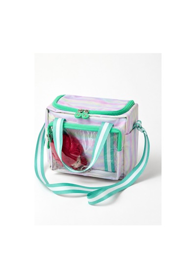 Çocuk Termal Okul Beslenme Çantası Şeffaf Cepli Peluş Aksesuarlı Omuz Askılı Lunch Bag Multi