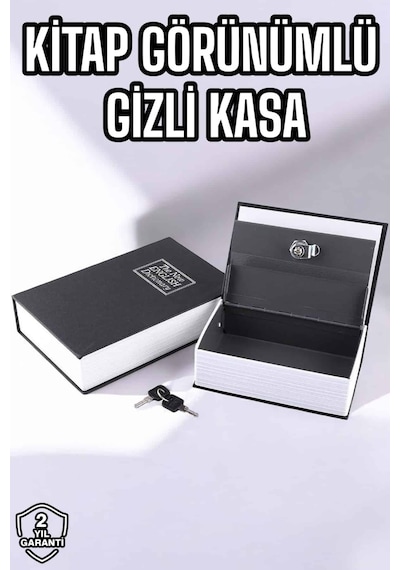 Büyük Boy Anahtarlı Kitap Görünümlü Gizli Kasa Çelik Kasa Semeglbl - 50 Altın Kasası