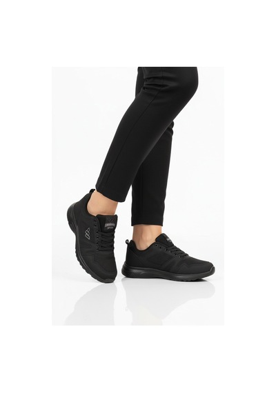 Walkway Siyah Fileli Hafif Bağcıklı Esnek Unisex Spor Ayakkabı 020 G