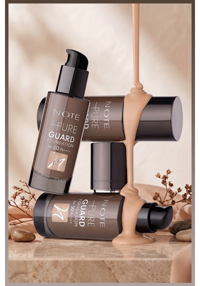 Note Cosmetics Pure Guard Yoğun Kapatıcı Saten Bitişli Fondöten SPF50 120 Golden Beige