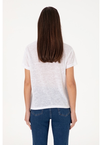 U.S. Polo Assn. Kadın Beyaz Bisiklet Yaka Tişört 50299755-VR013