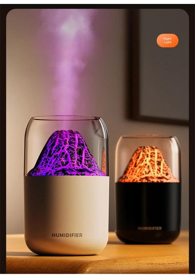 Ultrasonik Hava Nemlendirici 300ml Volkan Tarzı Masaüstü Gece Lambası Uçucu Yağ Aroma Yayıcı