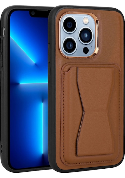 Apple Uyumlu iPhone 12 Pro Max Uyumlu Kartlıklı Standlı Pu Deri Zore Memo Kılıf-kahverengi Kahverengi -
