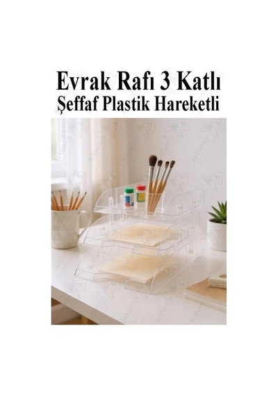 Evrak Rafı 3 Lü Masaüstü 1 Paket Plastik Evrak Rafı Masa Üstü Şeffaf Hareketli A4 Dosya Düzenliyici Kağıt Tepsisi Tek Renk