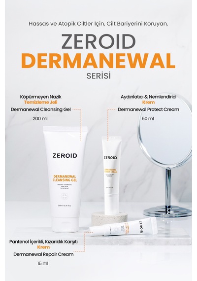 Hassas Ve Atopik Ciltler İçin Köpürmeyen Nazik Temizleme Jeli Zeroıd Dermanewal Cleansing Gel