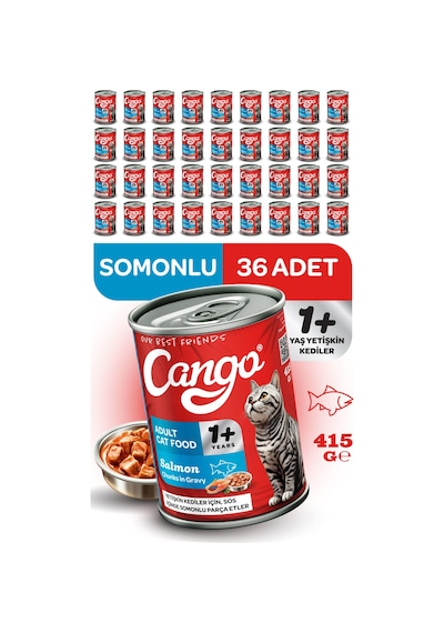 Cango Yetişkin Yaş Kedi Maması Somonlu 415gr 36lı