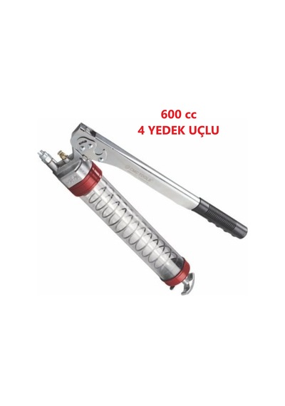 Cmc Havalı Gres Pompası Şeffaf El Tipi 600 Cc 4 Yedek Uçlu