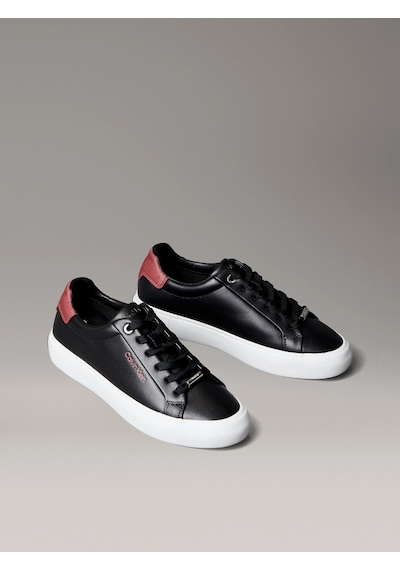 Calvin Klein Vulc Bağcıklı Deri Ve Hareli Kadın Siyah Sneaker Hw0hw02747-0gk Siyah