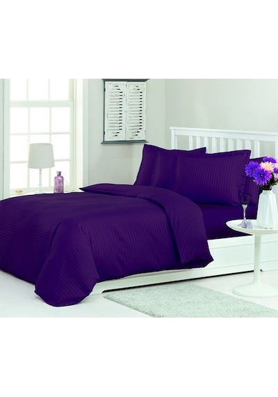 Özdilek  Line Çift Kişilik Saten Nevresim Takımı Mürdüm 200 x 220 Mürdüm