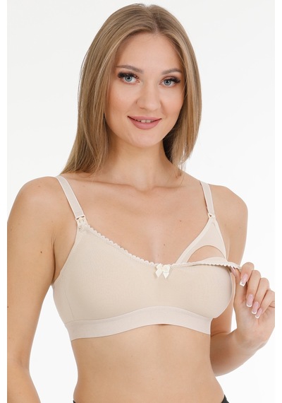 Parlingerie Emzirme Sütyeni Dantelli Kapsız Ten