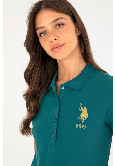 U.S. Polo Assn. Kadın Koyu Yeşil Basic Polo Yaka Tişört 50280071-VR101
