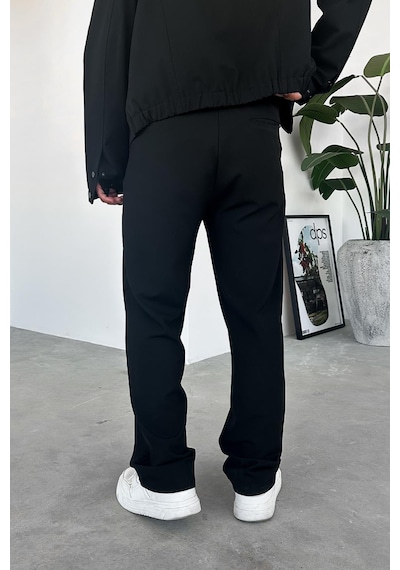 Siyah Premium Relaxed Fit Kumaş Pantolon Siyah
