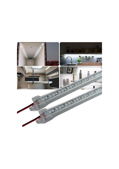 2 Adet Alüminyum Kasa Yüksek Lümen Bar Led 12 Volt 50 Cm Şeffaf Kasa Beyaz Işık