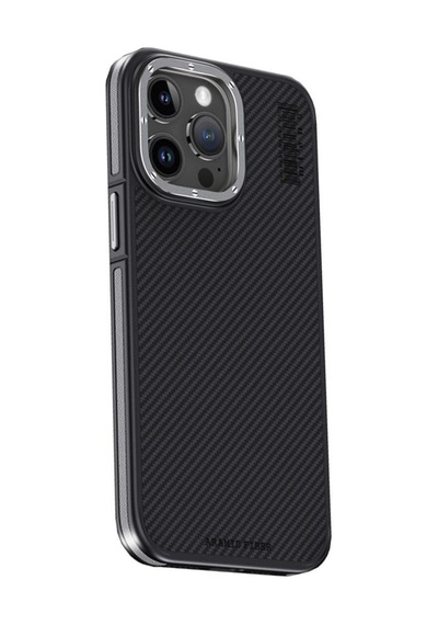 Joko Apple iPhone Uyumlu 15 Pro Max - Kılıf Aramid 600d Kevlar Karbon Fiber Magsafe - Kapak - Gri