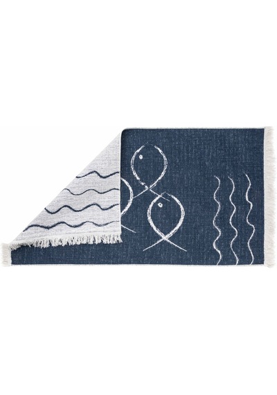 Mudo Home Larıssa Fısh Çift Taraflı Kilim Lacivert Beyaz 80x150 3627770