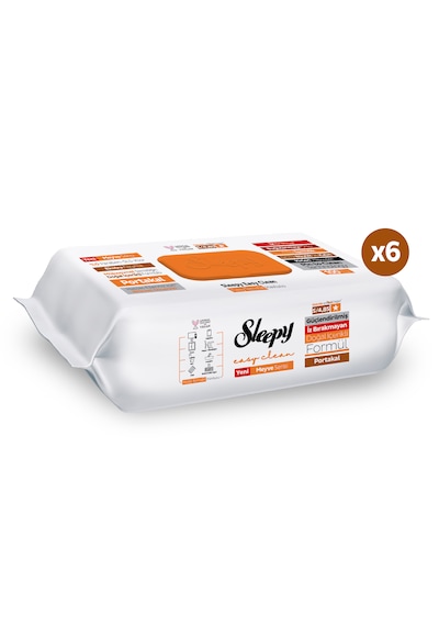 Sleepy Meyve Serisi Yüzey Temizlik Havlusu Mendili Portakal 6x100 600 Yaprak Beyaz