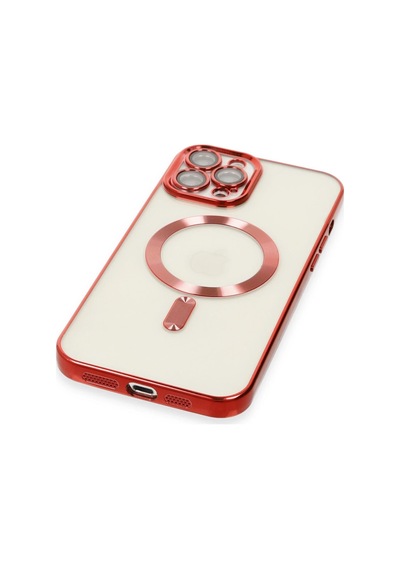 Newface Apple iPhone Uyumlu 12 Pro Max Kılıf Kross Magneticsafe Kapak Glblseme - 23 - Kırmızı