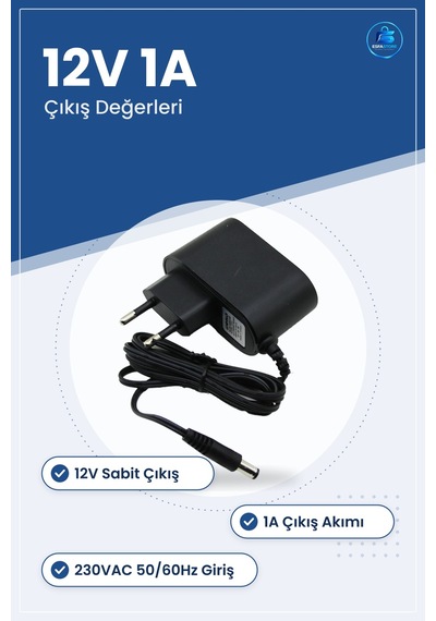 Şarj Adaptörü 12v 1a Ac/dc Fişi 230vac /60hz Kararlı Çıkış Router