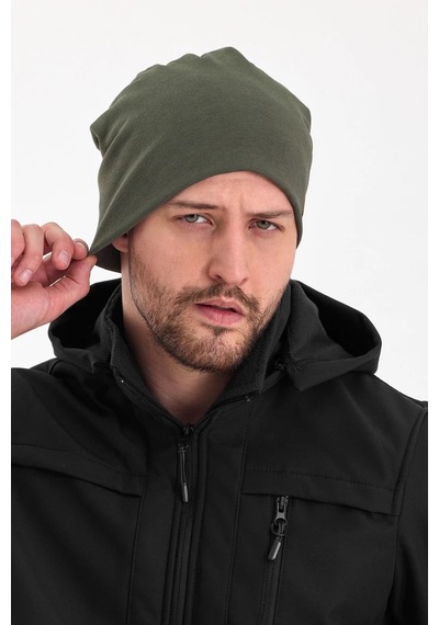 Erkek Termal %100 Pamuklu Soft 2 Stil 1 Arada Bere Premium Cuts Serisi - Standart / Haki Haki