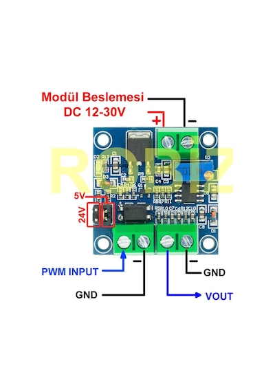 Pwm To Voltaj Çevirici Modül Dijital % 0-100 Pwm Sinyal 0-10v Analog Voltaj Sinyal Konverter Mcu Plc