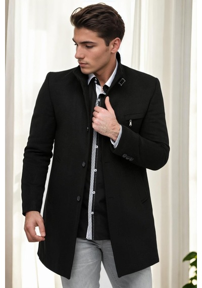Plt8367 Dewberry Erkek Palto-siyah-2 Siyah-2