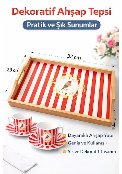 Bambu Ahşap Kuş Desenli Sunum Tepsisi - Kuş Desenli Kırmızı Sunum Tepsisi Kahverengi - Kırmızı - Sİyah Bambu Ahşap Kuş Desenli Sunum Tepsisi - Kuş Desenli Kırmızı Sunum Tepsisi Kahverengi - Kırmızı - Sİyah