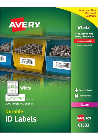 Avery Lazer Yazıcılar Için Dayanıklı Beyaz Kaplama Kimlik Etiketl Diğer