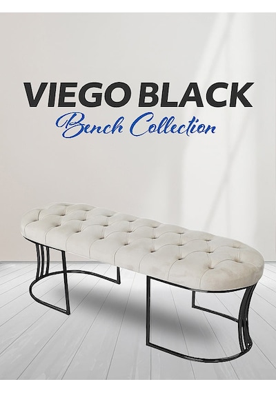 Viego Siyah Bench Puf KREM