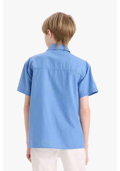 Defacto Erkek Çocuk Oversize Geniş Kalıp Polo Yaka Kısa Kollu Gömlek E5832a825hsbe422 Mavi