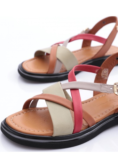 Dgn 837 Kadin Sandalet Taba Kırmızı Scorpion