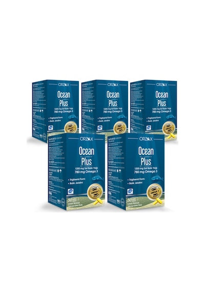 Ocean Plus 1200 Mg Balık Yağı 50 Kapsül Limon Aromalı X5 Adet