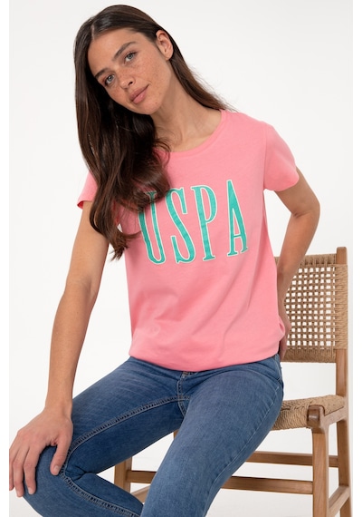 U.S. Polo Assn. Kadın Pembe Bisiklet Yaka Tişört 50305842-VR041