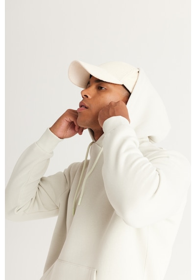 AC&Co / Altınyıldız Classics Erkek Bej Standart Fit Normal Kesim Kapüşonlu Kanguru Cepli Pamuklu Sweatshirt Bej