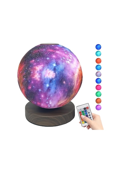 Quenlite Qc-426 Led Ay Gece Lambası Işık 3d Galaksi Dolunay Görünüm 15 Cm Çap Renkli Işık